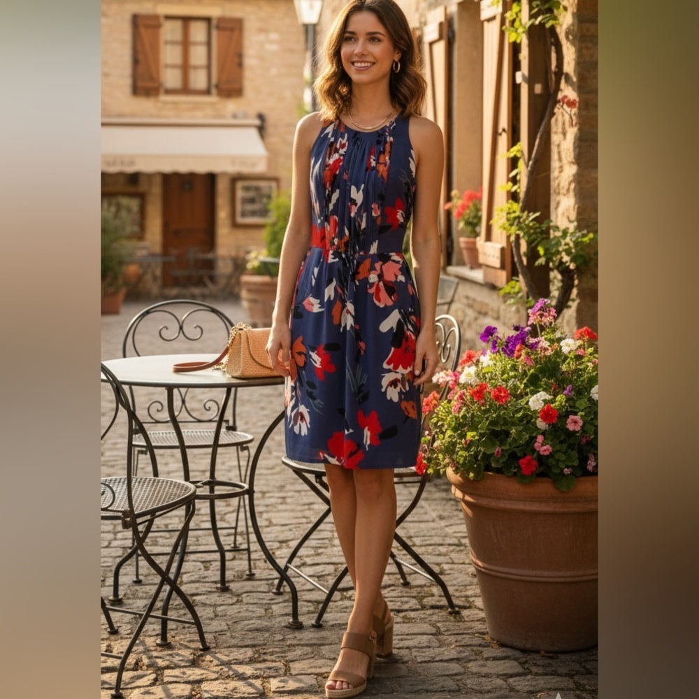 Harlyn Silk Floral Pleated Dress